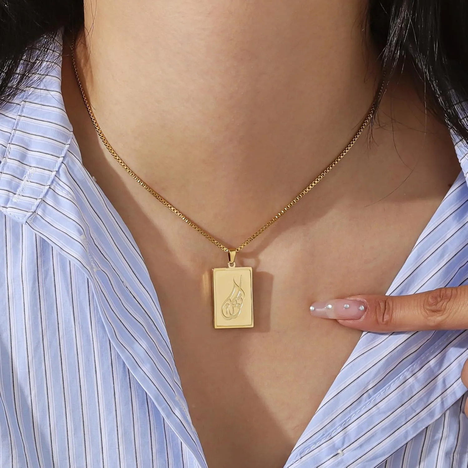 Islamic Necklace - Tawakkul Written 18K Gold Plated Silver Pendant Tawakkul (Trust) Necklace Arabic Tawakkul Necklace Trust in God 18kt Gold Plated for Women Men