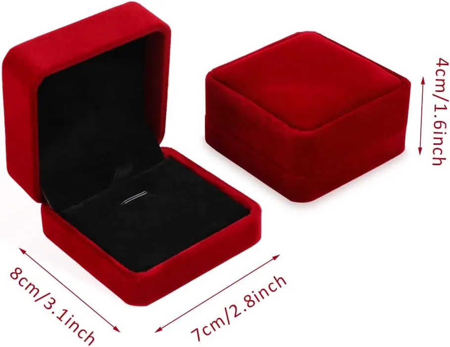 iSuperb 2 Pcs Red Velvet Necklace Box Case Bracelet Pendant Chain Jewelry Cases Gift Boxes 3.1x1.6x2.8inch for Jewelry Bracelet Earring Display
