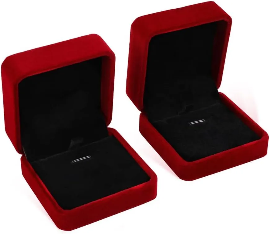 iSuperb 2 Pcs Red Velvet Necklace Box Case Bracelet Pendant Chain Jewelry Cases Gift Boxes 3.1x1.6x2.8inch for Jewelry Bracelet Earring Display