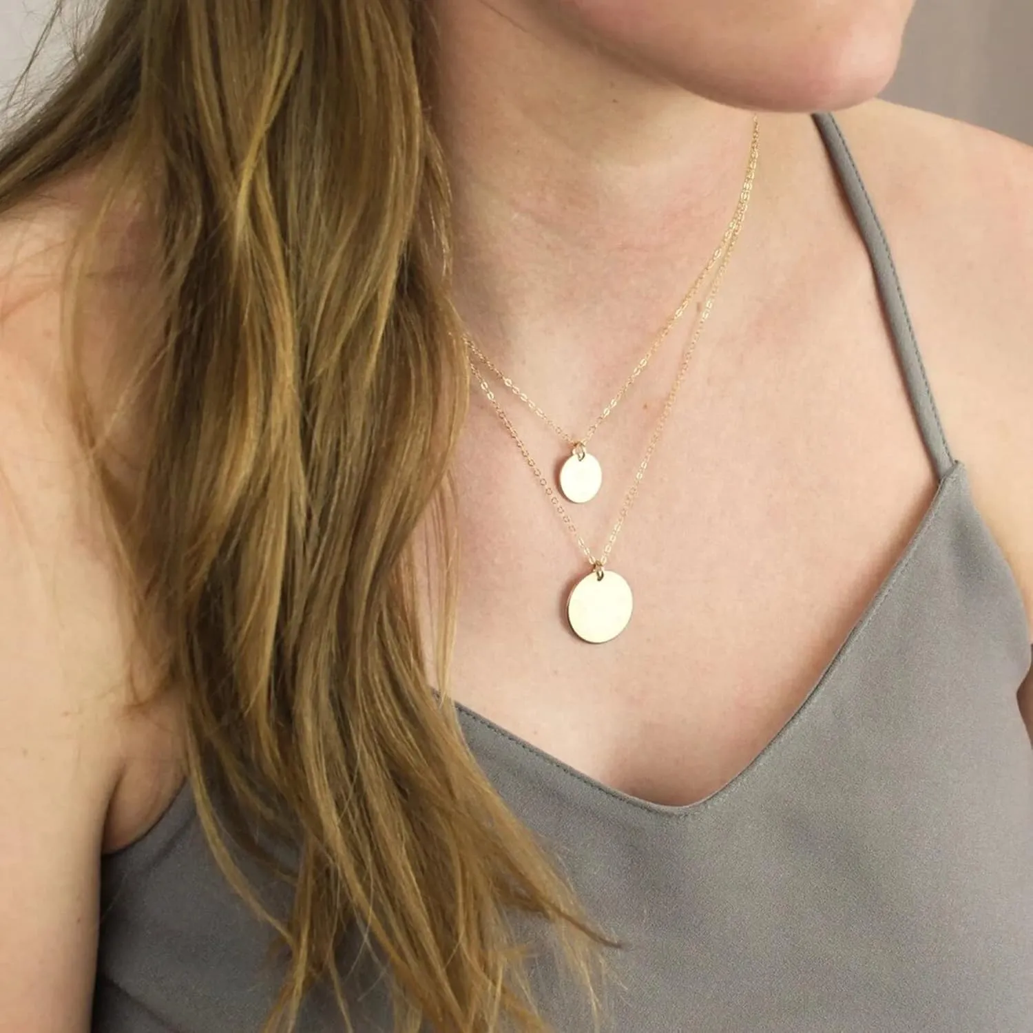 itianxi Dainty Bar Necklace for Women,Gold/Silver Cute Delicate Disc Necklcace,Trendy Elegant Dot Fashion Necklace