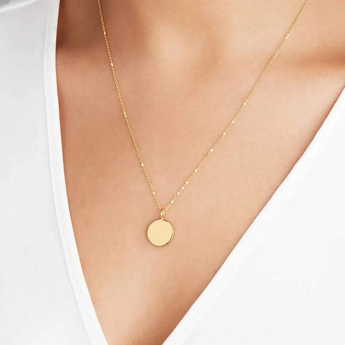 itianxi Dainty Bar Necklace for Women,Gold/Silver Cute Delicate Disc Necklcace,Trendy Elegant Dot Fashion Necklace