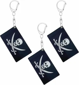 Jack Rackham Flag Keychain Pirate Jack Rackham Flags Key Chains Men and Women Style - Double Sided Acrylic D Shape Chains Car Key chain Gifts Decoration (3 Pcs)