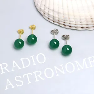 Jade Earrings Studs for Women Natural Green Gemstone, 5MM Sterling Silver Large Backing, Hypoallergenic Nickel and Lead Free Handcrafted with Perfect Gift for Women