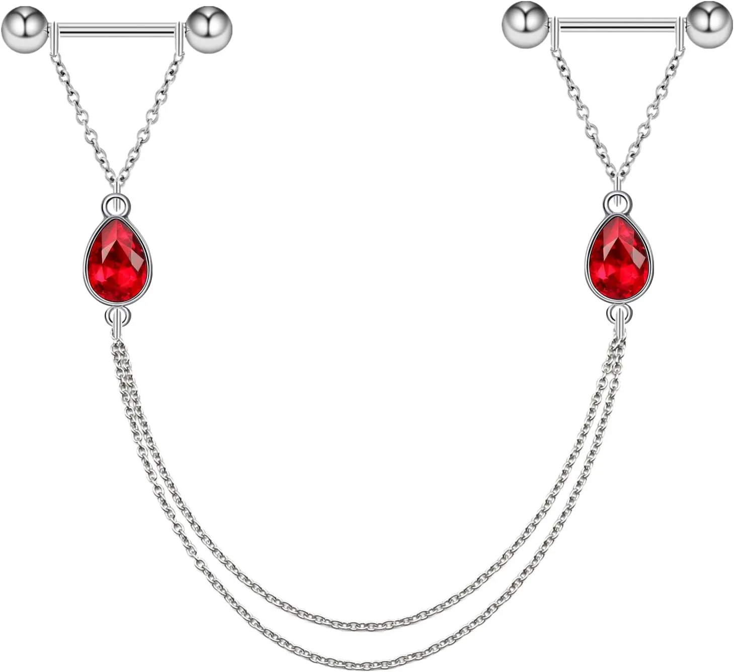 Jewelry With Chains 14G Barbells Nipple Chains Body Piercing Crystal 316L Surgical Stainless Steel Rings