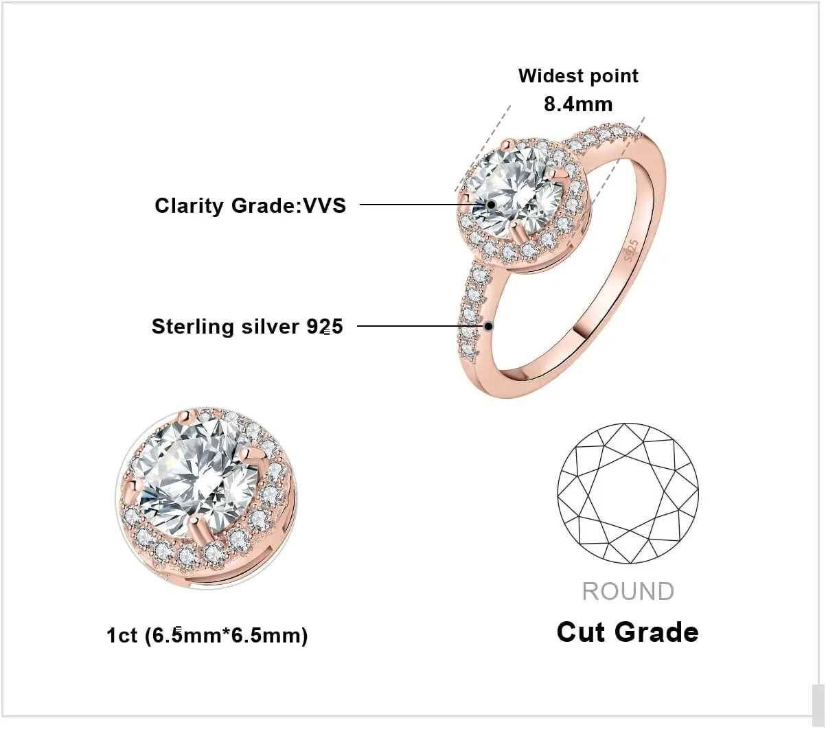 JewelryPalace 1.5ct Moissanite Round Cut Halo Engagement Rings for Women, 925 Sterling Silver Promise Ring for Her, Simulated Diamond Anniversary Wedding Ring Jewelry Sets VVS D-F