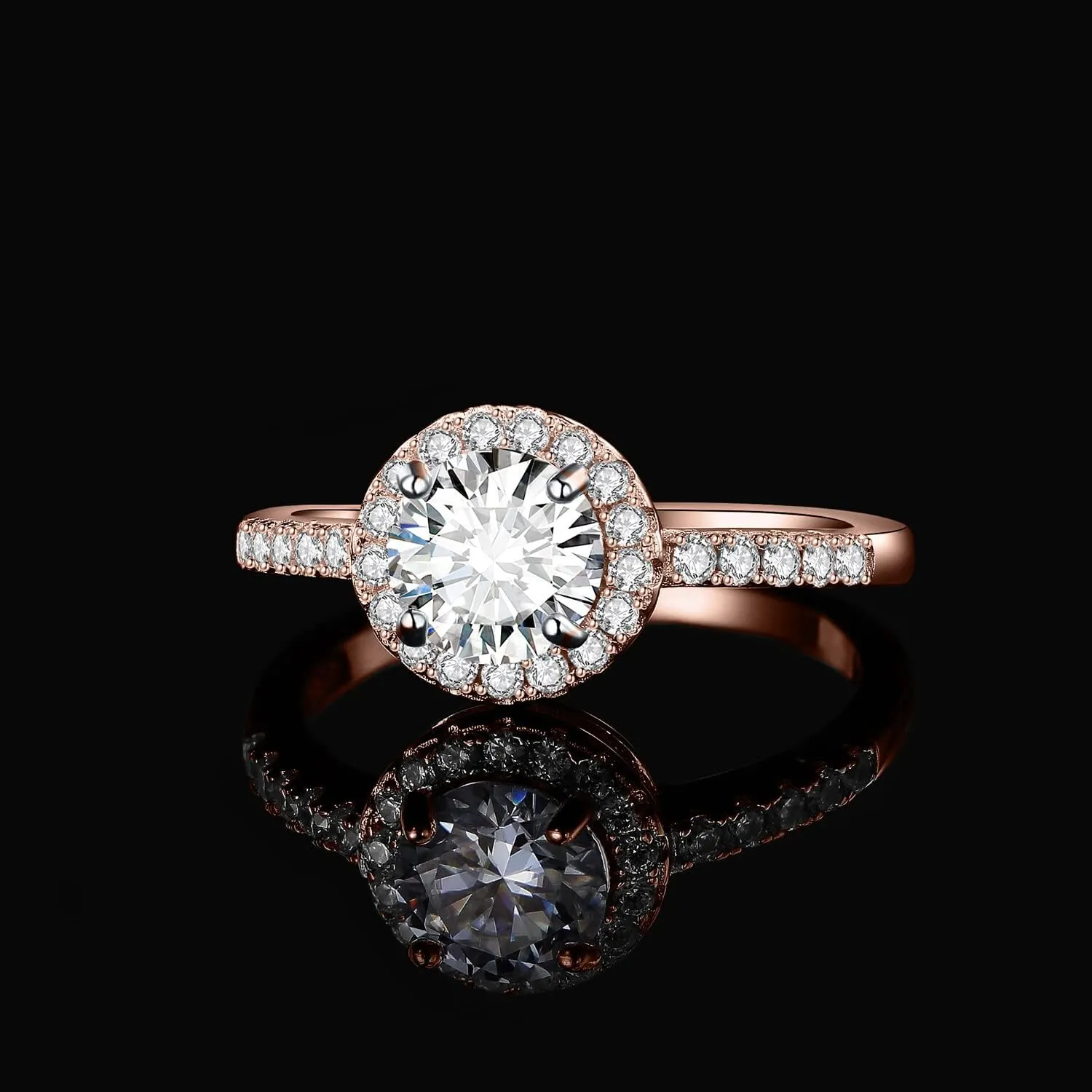 JewelryPalace 1.5ct Moissanite Round Cut Halo Engagement Rings for Women, 925 Sterling Silver Promise Ring for Her, Simulated Diamond Anniversary Wedding Ring Jewelry Sets VVS D-F