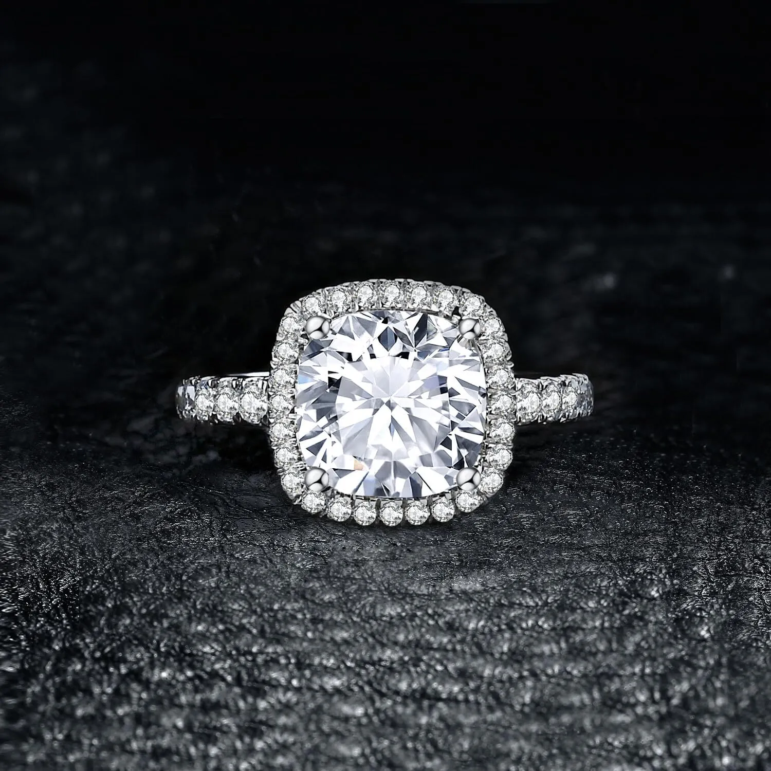 JewelryPalace 3ct Cushion Cut Halo Engagement Rings for Women, 14K Gold Plated 925 Sterling Silver Cubic Zirconia Love Promise Rings for Her, Anniversary Solitaire CZ Simulated Diamond Ring