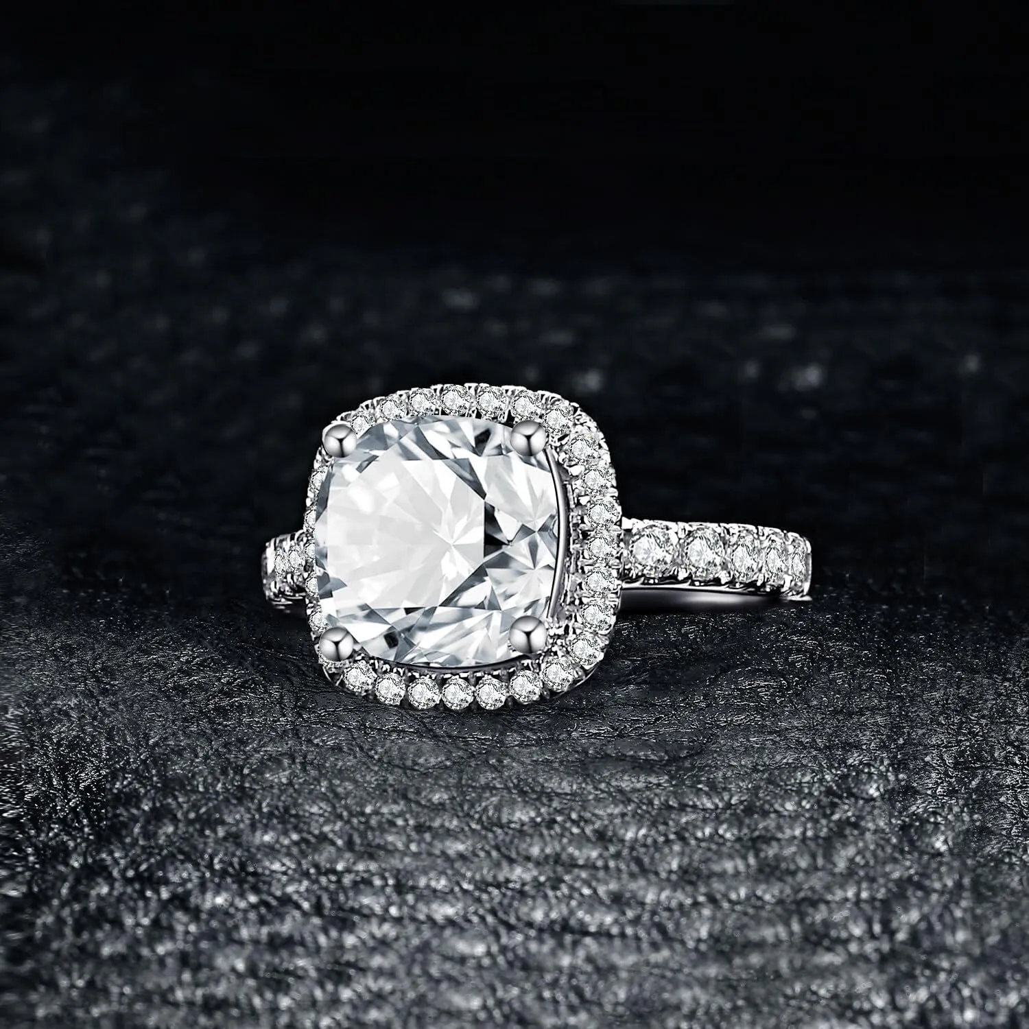JewelryPalace 3ct Cushion Cut Halo Engagement Rings for Women, 14K Gold Plated 925 Sterling Silver Cubic Zirconia Love Promise Rings for Her, Anniversary Solitaire CZ Simulated Diamond Ring