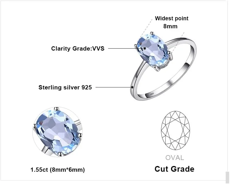 JewelryPalace Class Natural Gemstone Garnet Peridot Amethyst Citrine Blue Topaz Birthstone Solitaire Engagement Rings for Women, Anniversary 14K Gold Plated 925 Sterling Silver Promise Rings for Her