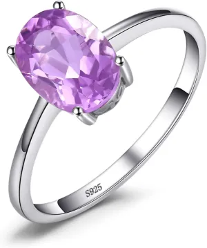 JewelryPalace Class Natural Gemstone Garnet Peridot Amethyst Citrine Blue Topaz Birthstone Solitaire Engagement Rings for Women, Anniversary 14K Gold Plated 925 Sterling Silver Promise Rings for Her