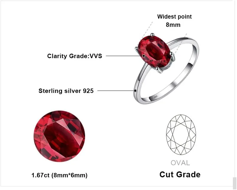 JewelryPalace Class Natural Gemstone Garnet Peridot Amethyst Citrine Blue Topaz Birthstone Solitaire Engagement Rings for Women, Anniversary 14K Gold Plated 925 Sterling Silver Promise Rings for Her