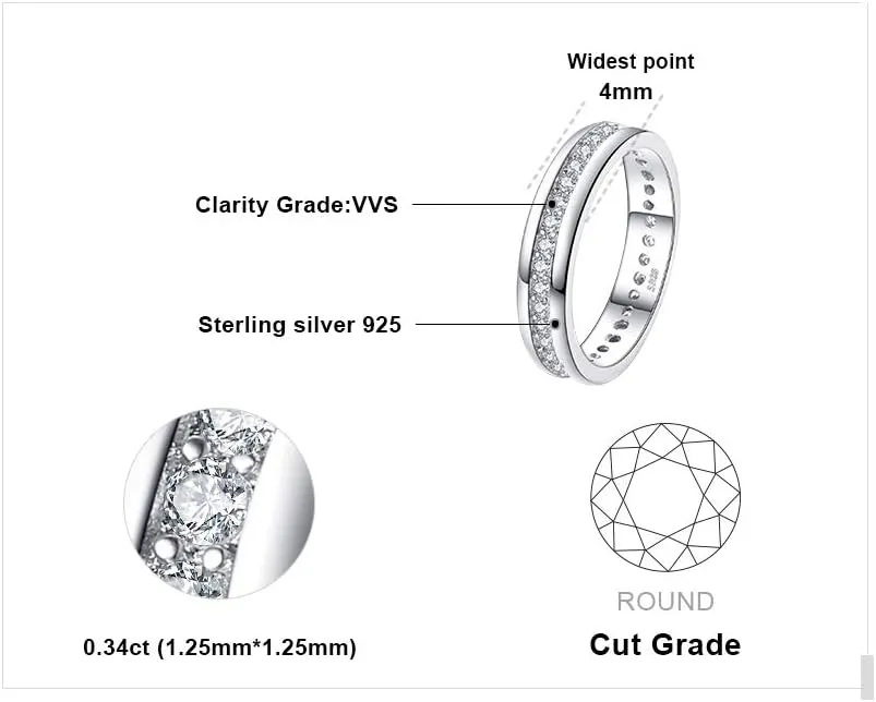 JewelryPalace Cubic Zirconia Eternity Wedding Bands For Women, 14K Yellow Rose Gold Plated 925 Sterling Silver Anniversary Promise Rings for Her, CZ Simulated Diamond Wedding Ring Jewelry Channel Set