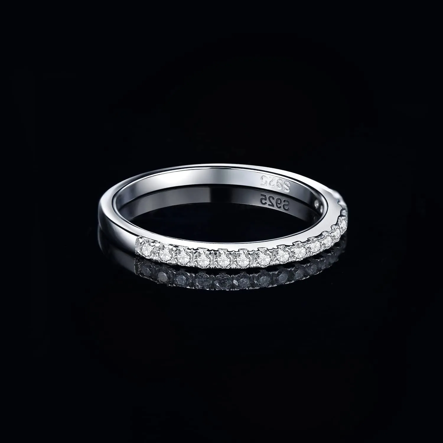 JewelryPalace Genuine Moissanite Wedding Rings for Women, Eternity 14k White Yellow Rose Gold Plated 925 Sterling Silver Promise Ring for Her, Round Cut Simulated Diamond Anniversary Band Ring VVS D-F