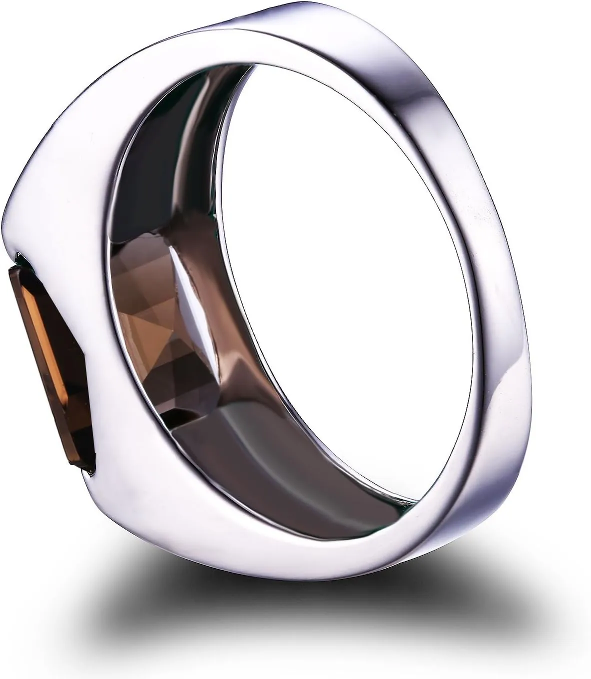 Jewelrypalace Men's Square 2-3ct Natural Smoky Quartz Created Ruby Alexandrite Sapphire Simulated Emerald Engagement Ring, 14K White Gold Plated 925 Sterling Silver Promise Rings, Gemstone Jewelry