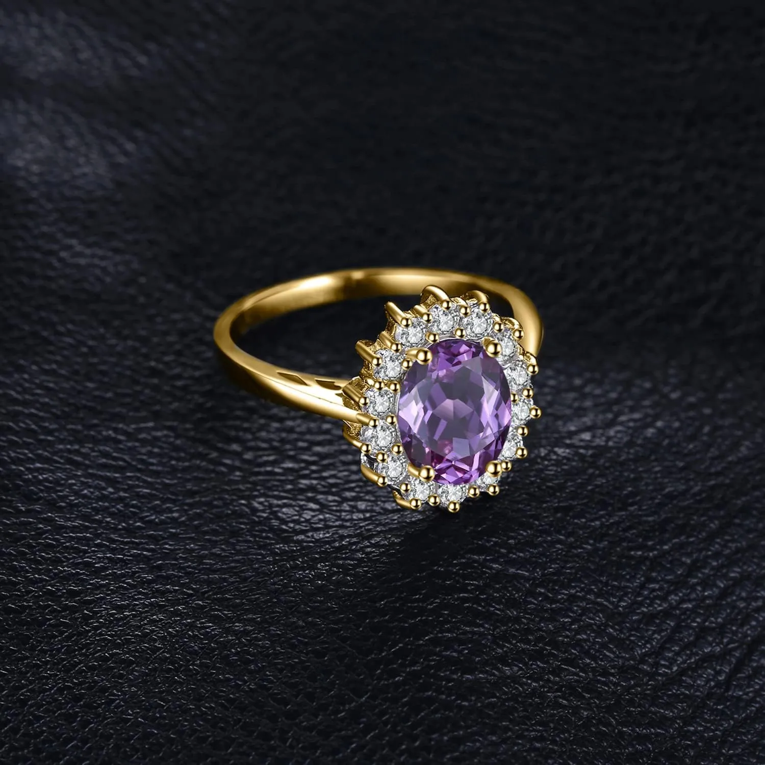 JewelryPalace Princess Diana Kate Middleton Class Gemstone Birthstone Sapphire Halo Engagement Rings for Women, Anniversary 14K White Yellow Rose Gold Plated 925 Sterling Silver Promise Rings for Her