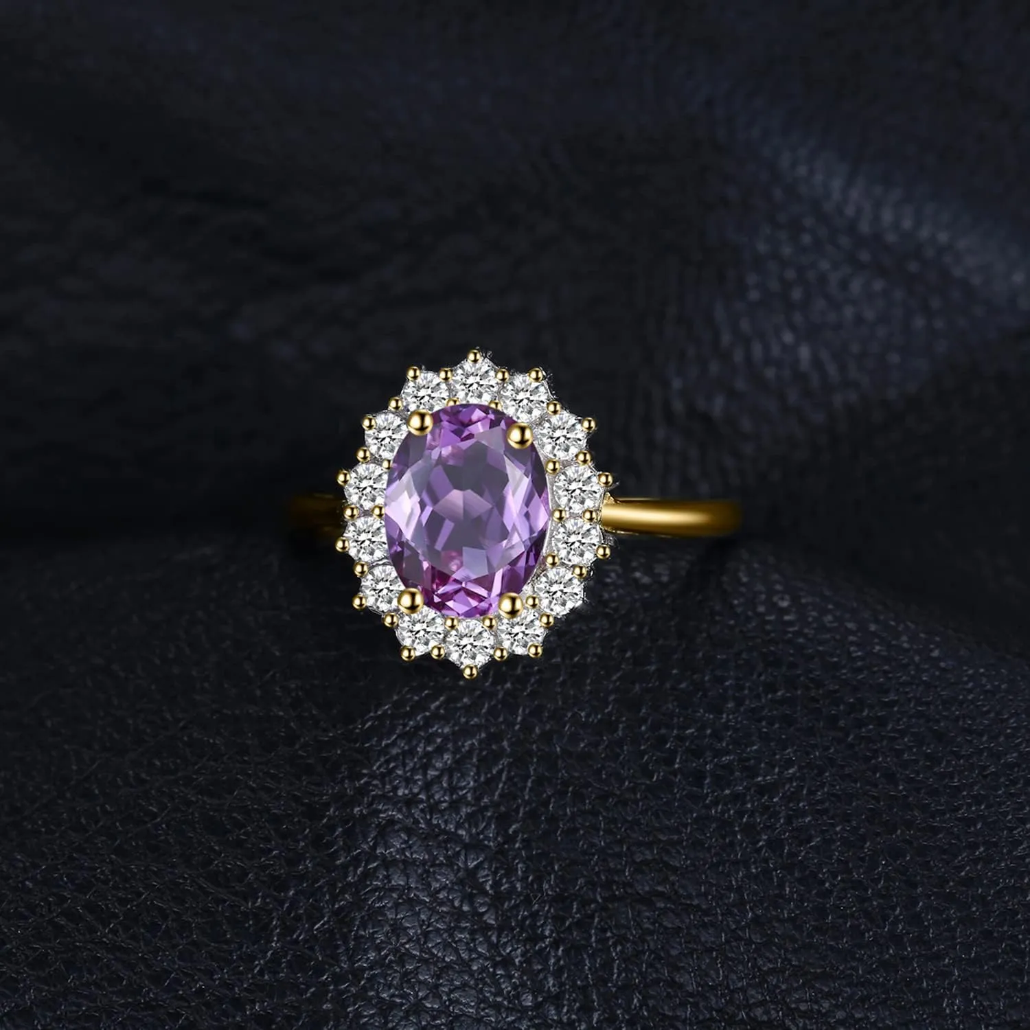 JewelryPalace Princess Diana Kate Middleton Class Gemstone Birthstone Sapphire Halo Engagement Rings for Women, Anniversary 14K White Yellow Rose Gold Plated 925 Sterling Silver Promise Rings for Her