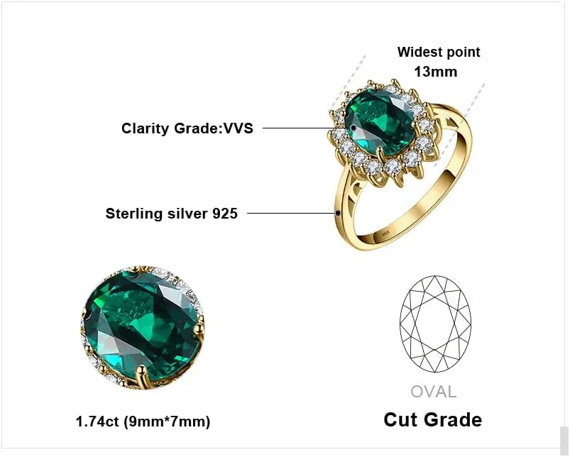 JewelryPalace Princess Diana Kate Middleton Class Gemstone Birthstone Sapphire Halo Engagement Rings for Women, Anniversary 14K White Yellow Rose Gold Plated 925 Sterling Silver Promise Rings for Her