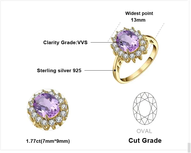 JewelryPalace Princess Diana Kate Middleton Class Gemstone Birthstone Sapphire Halo Engagement Rings for Women, Anniversary 14K White Yellow Rose Gold Plated 925 Sterling Silver Promise Rings for Her