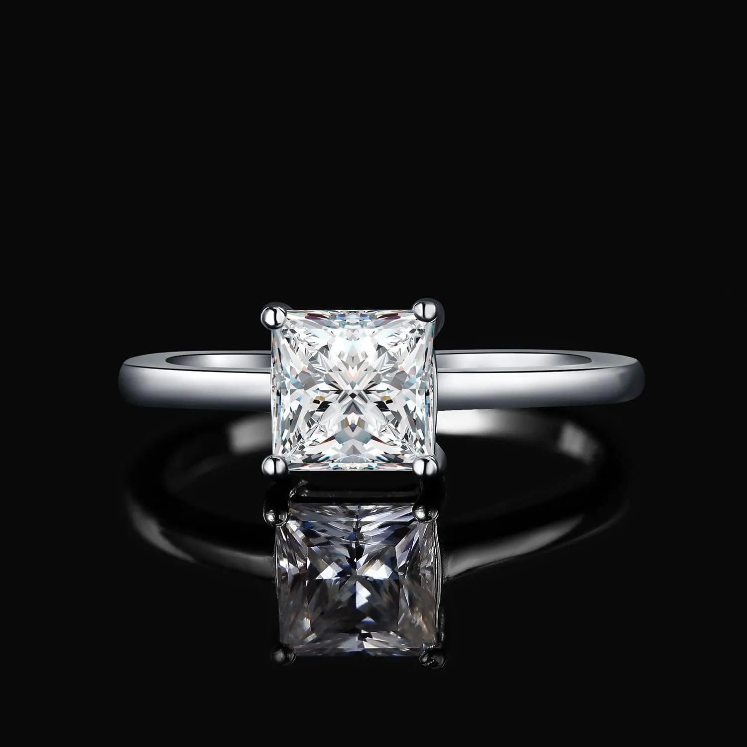 JewelryPalace Square Shape 1ct Cubic Zirconia Solitaire Engagement Rings for Women, 925 Sterling Silver Promise Ring for Her, Simulated Diamond Anniversary Wedding Ring Jewelry Sets
