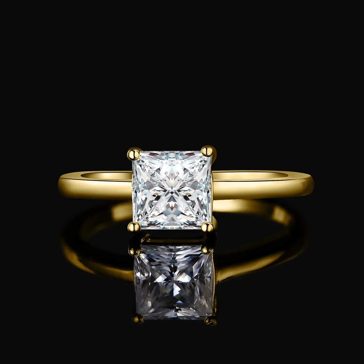 JewelryPalace Square Shape 1ct Cubic Zirconia Solitaire Engagement Rings for Women, 925 Sterling Silver Promise Ring for Her, Simulated Diamond Anniversary Wedding Ring Jewelry Sets