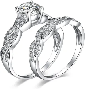 JewelryPalace Wedding Bands Engagement Rings for Women, 14K Gold Plated 925 Sterling Silver Cubic Zirconia Promise Rings for Her, Infinity Anniversary 1.5ct Simulated Diamond Ring