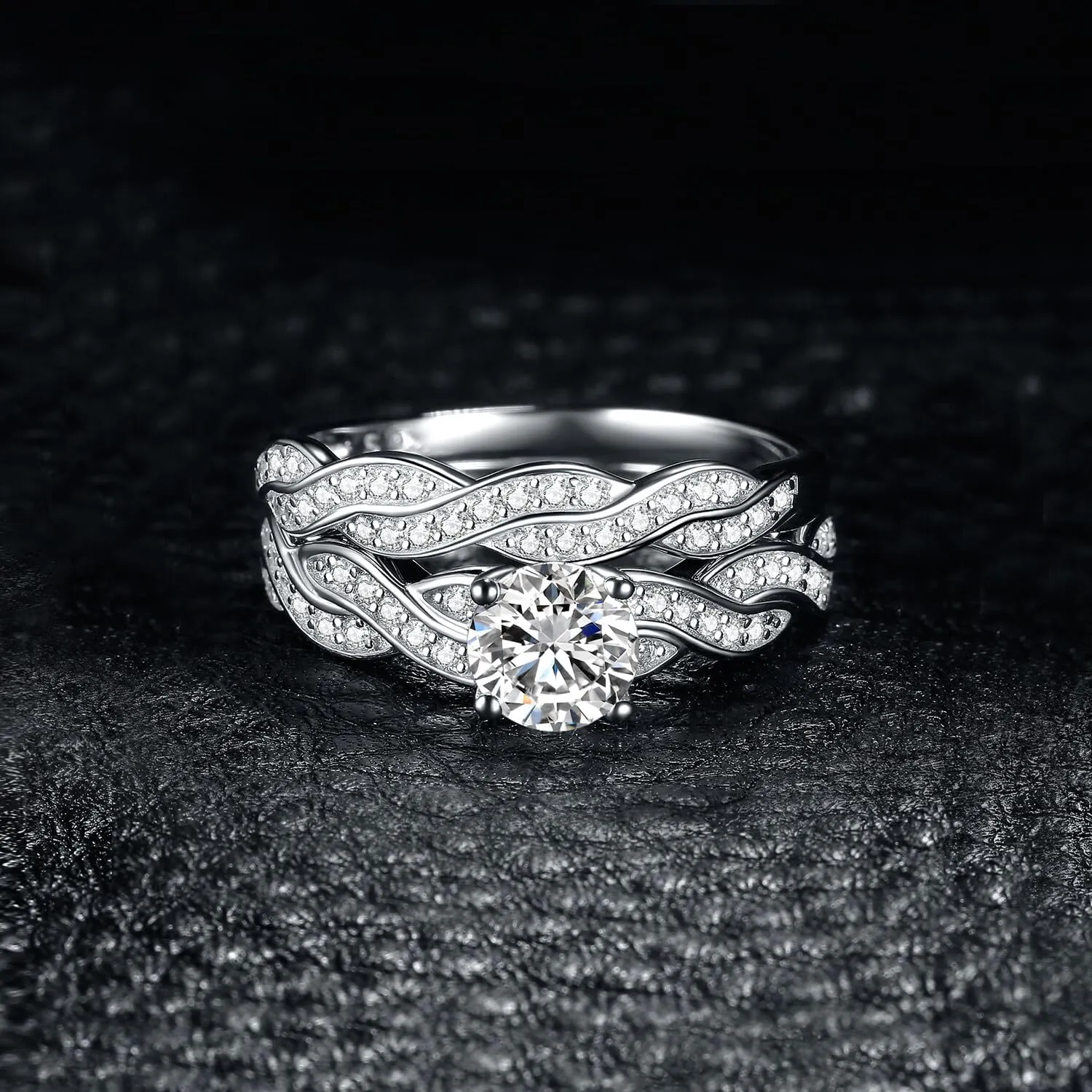 JewelryPalace Wedding Bands Engagement Rings for Women, 14K Gold Plated 925 Sterling Silver Cubic Zirconia Promise Rings for Her, Infinity Anniversary 1.5ct Simulated Diamond Ring