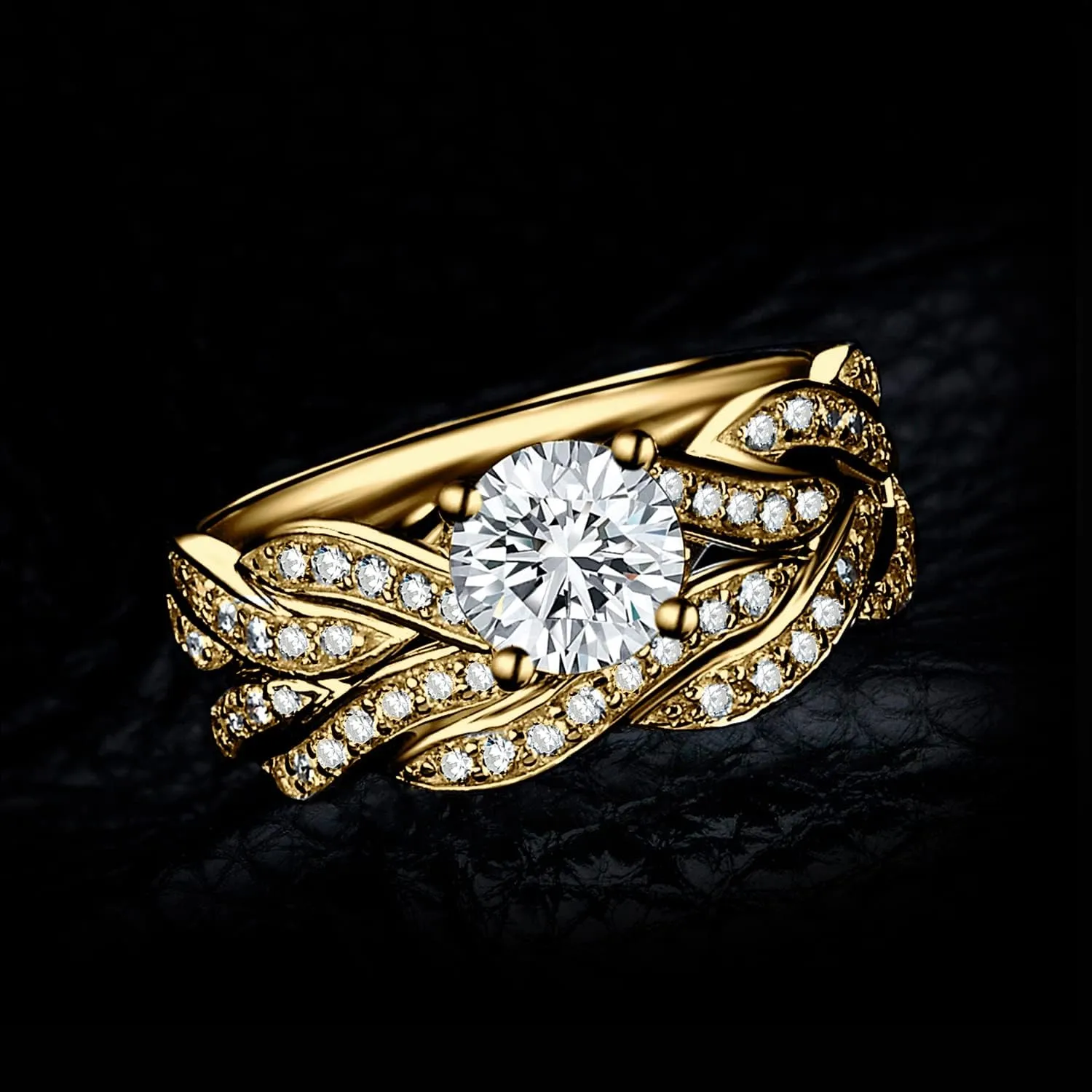 JewelryPalace Wedding Bands Engagement Rings for Women, 14K Gold Plated 925 Sterling Silver Cubic Zirconia Promise Rings for Her, Infinity Anniversary 1.5ct Simulated Diamond Ring