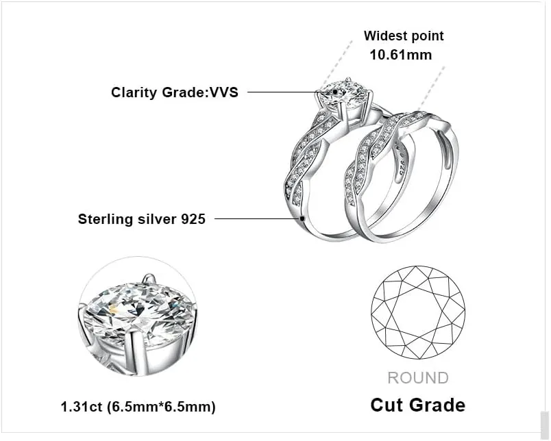 JewelryPalace Wedding Bands Engagement Rings for Women, 14K Gold Plated 925 Sterling Silver Cubic Zirconia Promise Rings for Her, Infinity Anniversary 1.5ct Simulated Diamond Ring