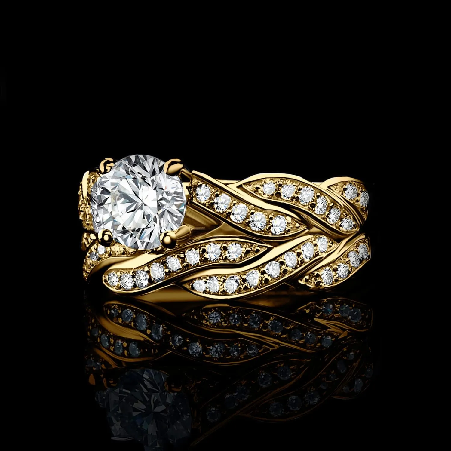 JewelryPalace Wedding Bands Engagement Rings for Women, 14K Gold Plated 925 Sterling Silver Cubic Zirconia Promise Rings for Her, Infinity Anniversary 1.5ct Simulated Diamond Ring