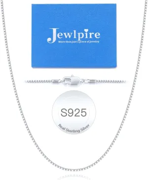 Jewlpire Italian 1mm 1.2mm Box Chain, 14K Over Gold/925 Sterling Silver Chain Necklace for Women, Jewelry Gift for Women 14 16 18 20 22 24 26 Inch