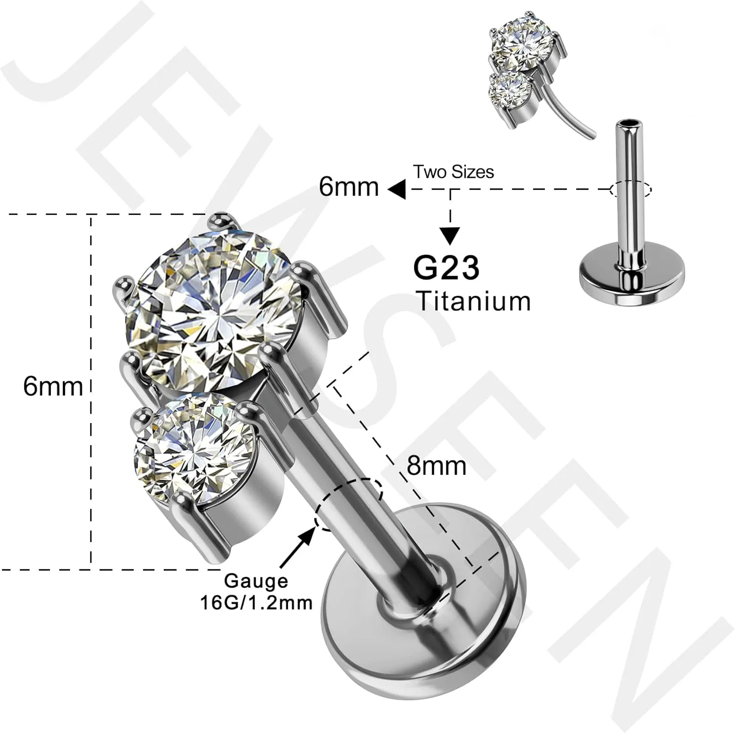 Jewseen 16g Titanium Cartilage Earrings Studs Opal Flat Back Cartilage Piercing CZ Lip Ring Conch Medusa Piercing Jewelry Piercing Jewelry Helix Tragus Piercing Nose Rings Studs