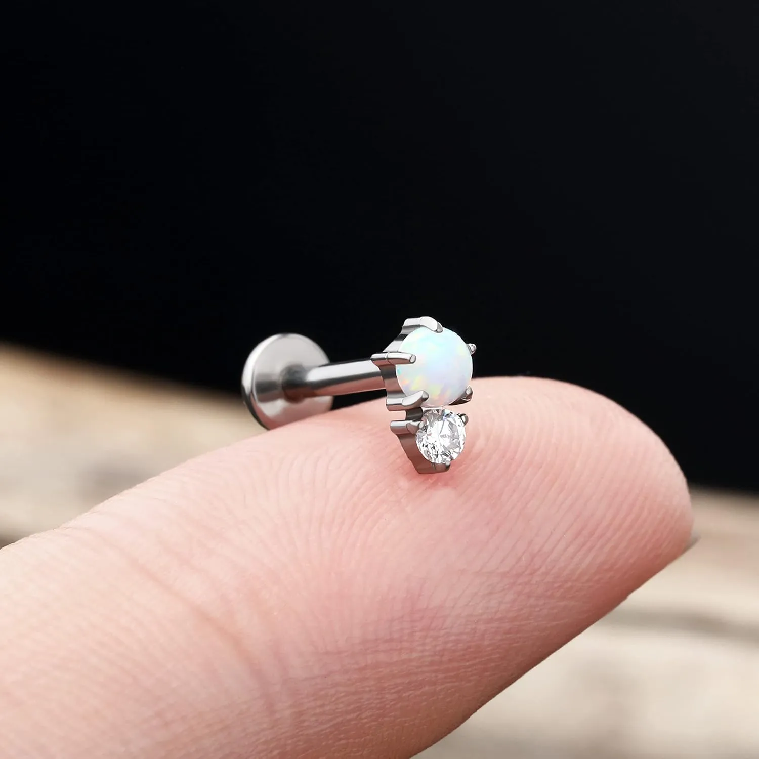 Jewseen 16g Titanium Cartilage Earrings Studs Opal Flat Back Cartilage Piercing CZ Lip Ring Conch Medusa Piercing Jewelry Piercing Jewelry Helix Tragus Piercing Nose Rings Studs