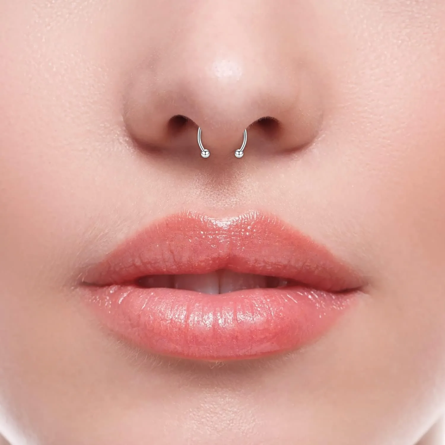JFORYOU Fake Nose Ring Fake Septum Fake Nose Ring Hoop Fake Nose Rings for Women Faux Nose Piercing Spring Clip on No Pierced Non Piercing Faux Body Piercing Jewelry for Women Men