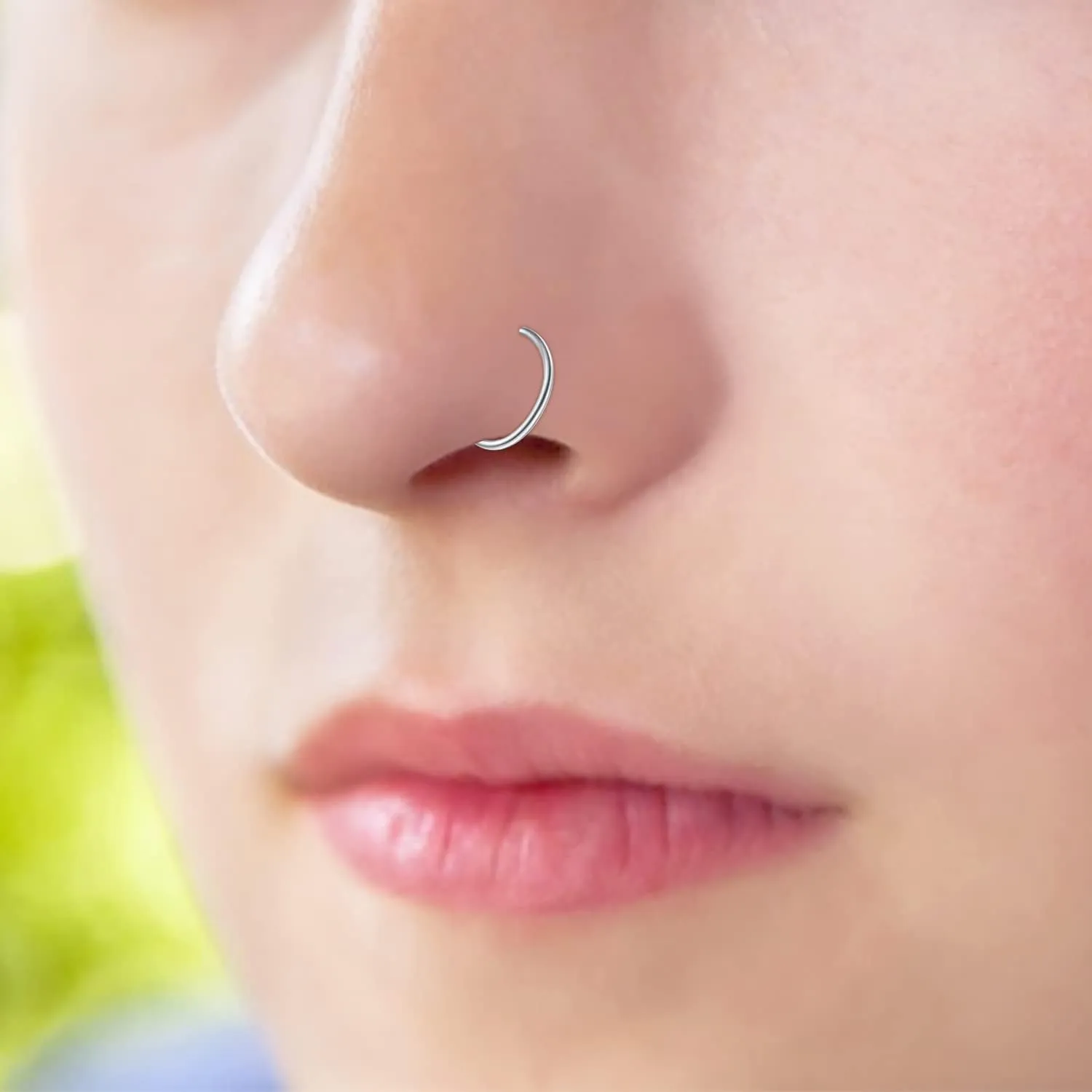 JFORYOU Fake Nose Ring Fake Septum Fake Nose Ring Hoop Fake Nose Rings for Women Faux Nose Piercing Spring Clip on No Pierced Non Piercing Faux Body Piercing Jewelry for Women Men