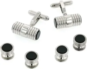 JJ Weston Onyx End Set Tuxedo Cufflinks and Shirt Studs. Made in The USA.