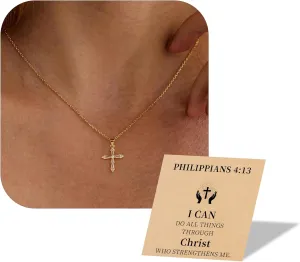 JSJOY Cross Necklace for Women Non Tarnish Dainty 18K Gold/White Gold Plated Diamond Corss Necklaces Baptism Christian Gifts Religious Birthday Gifts for Women Jewelry