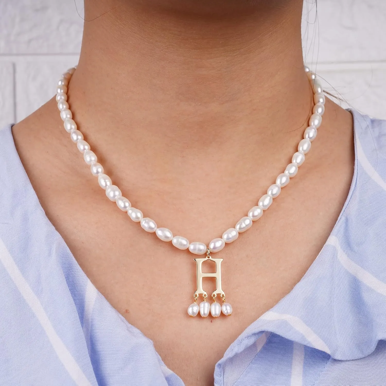 JSJOY Freshwater Pearl Necklace for Women 925 Sterling Silver Gold Initial A-Z Necklaces Anne Boleyn Necklaces Mother's Day Gifts Graduation Gifts 2025 Birthday Gifts for Her