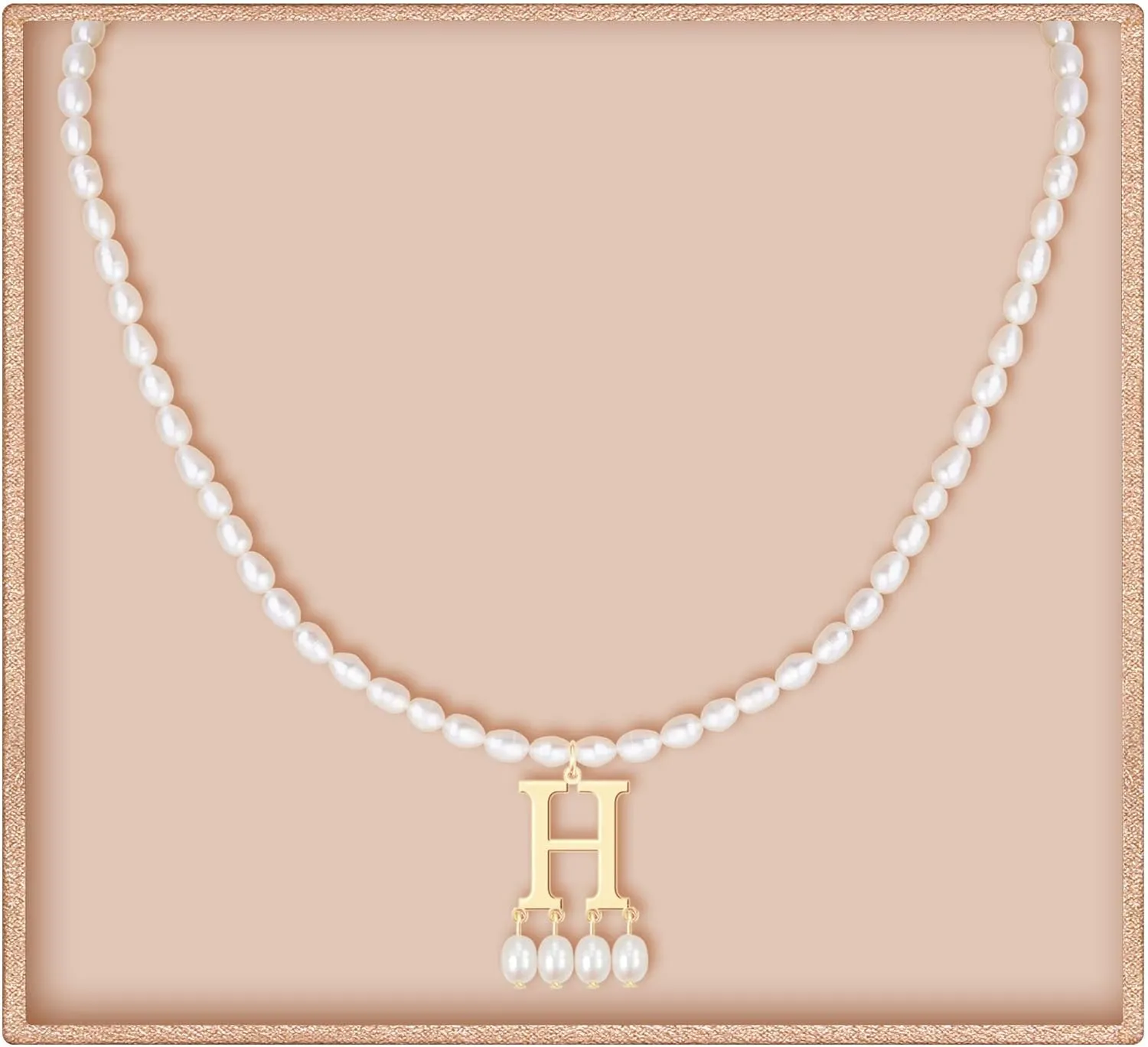 JSJOY Freshwater Pearl Necklace for Women 925 Sterling Silver Gold Initial A-Z Necklaces Anne Boleyn Necklaces Mother's Day Gifts Graduation Gifts 2025 Birthday Gifts for Her