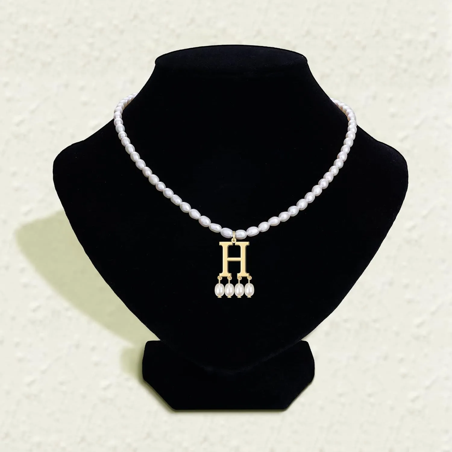 JSJOY Freshwater Pearl Necklace for Women 925 Sterling Silver Gold Initial A-Z Necklaces Anne Boleyn Necklaces Mother's Day Gifts Graduation Gifts 2025 Birthday Gifts for Her