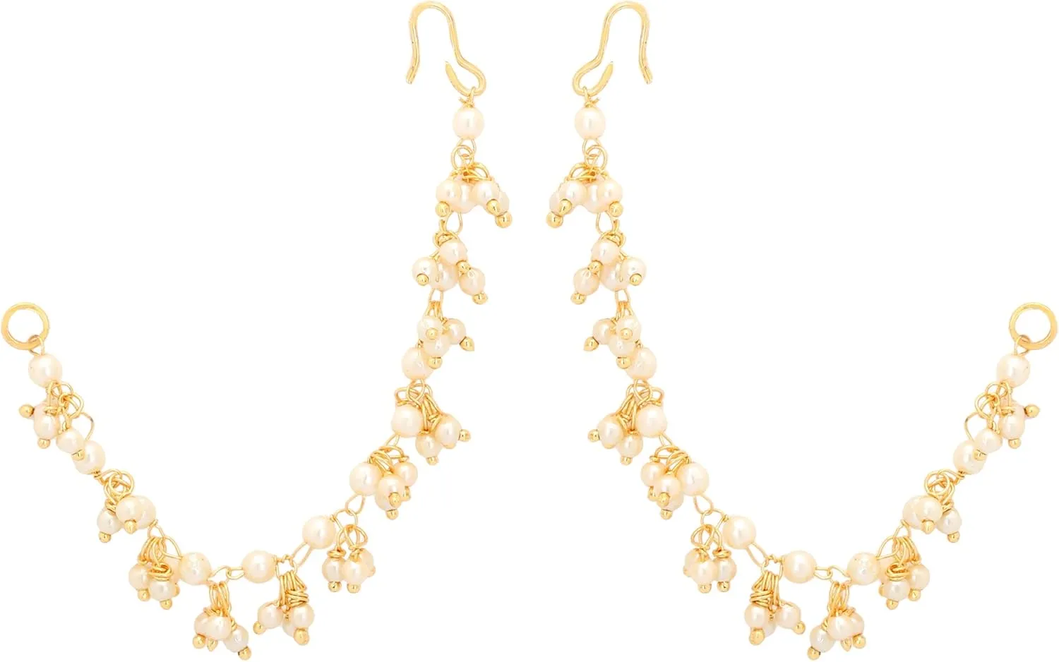 Jwellmart Indian Bollywood Gold Plated Faux Pearl Ear Chains for Earring support Traditional Jewelry