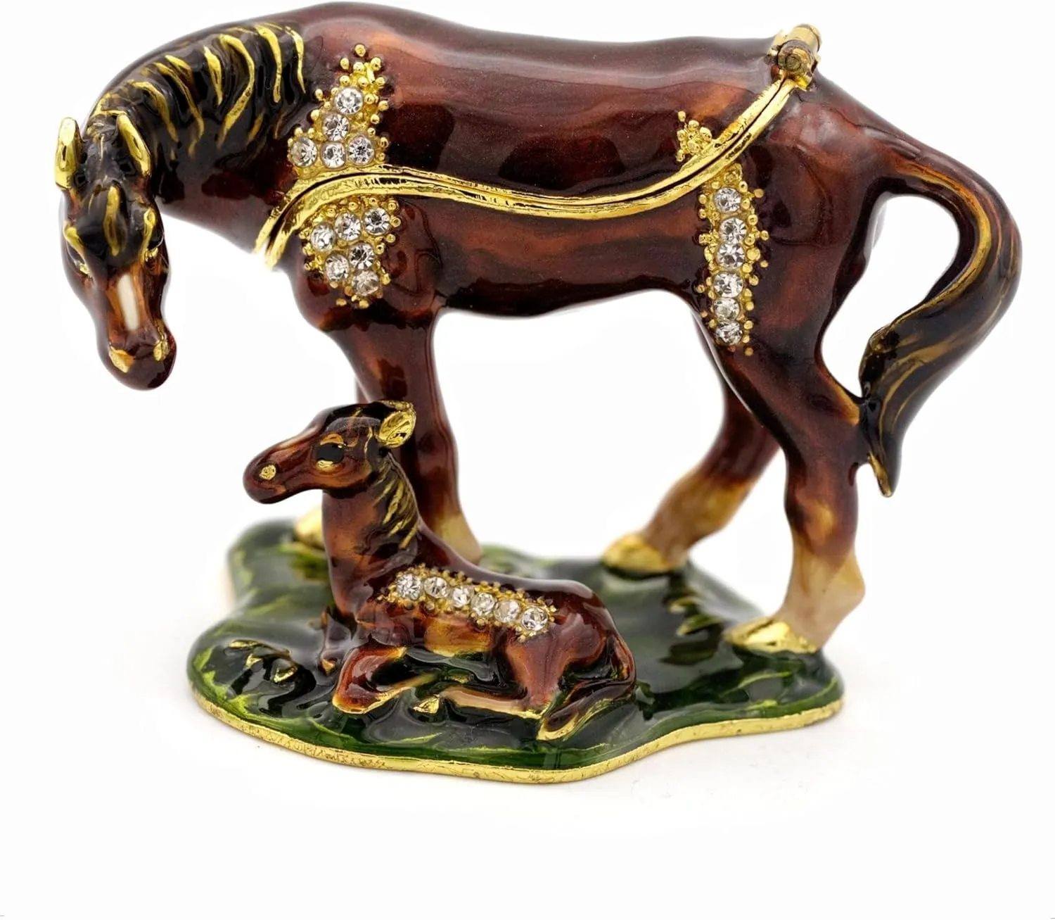 JWT Astyle Thoroughbred Horse Hinged Trinket Boxes with Crystals.Collectible Animal Jewelry Box .Necklace Rings Earrings Storage Boxes.Horse Figurines Home Decor Gifts .