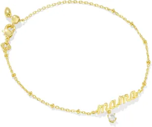 Kendra Scott Mama Crystal Delicate Chain Bracelet, White Cubic Zirconia, Fashion Jewelry for Women