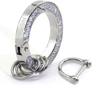 KeShi Bling Bling Rhinestones Car keychain, Carabiner, Keychain, Key Ring, Charm Chain, Charm Ring, with 3 Flat Style Key Rings