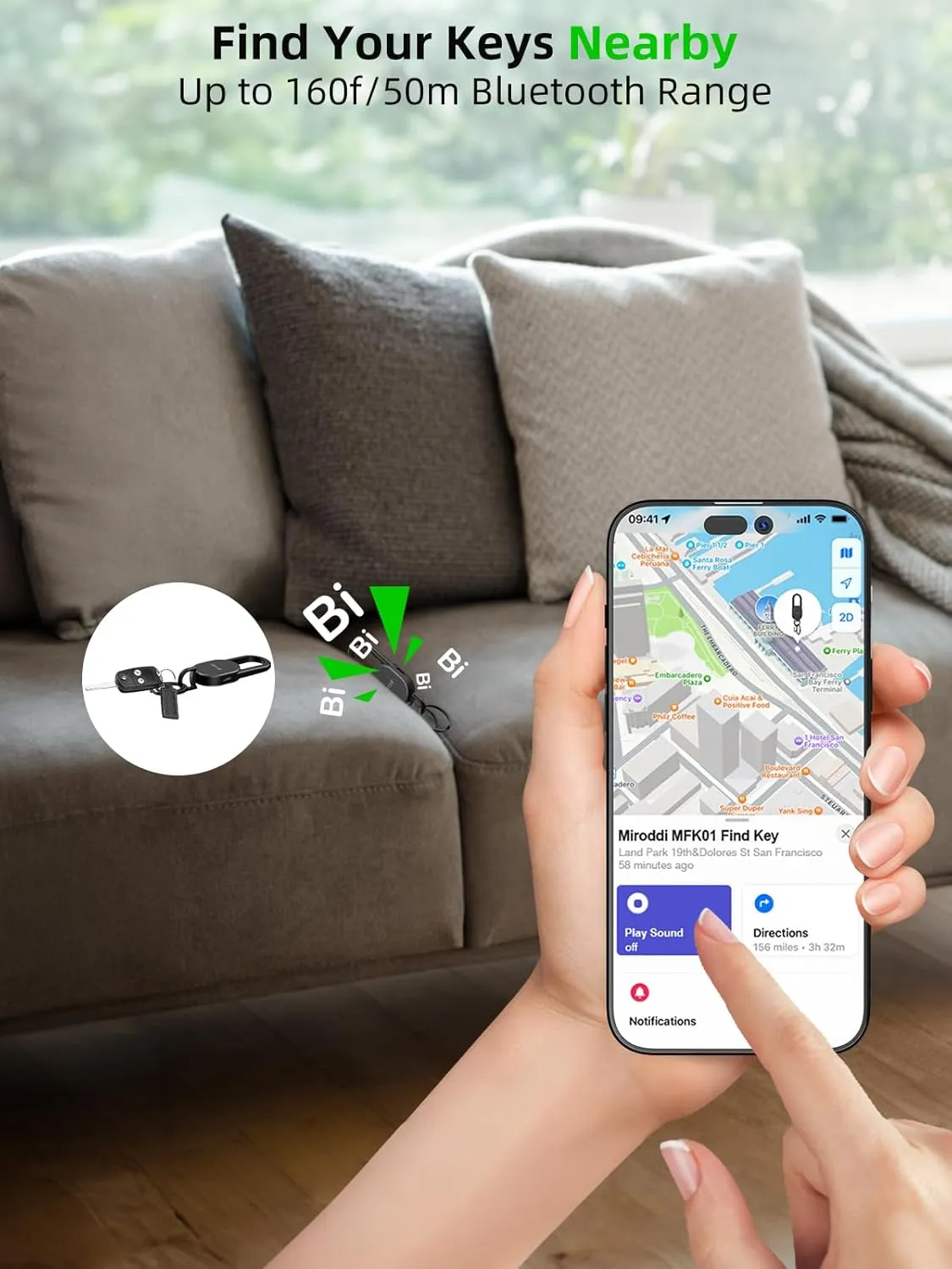 Keychain with Tracker, Men's Keychains Works with Find My App (iOS Only), Carabiner Car Key Chains for Men, Heavy Duty Key Chain Finder Locator, Anti-Lost GPS Tracker, Rechargeable, Black