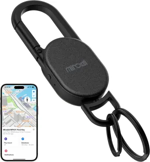 Keychain with Tracker, Men's Keychains Works with Find My App (iOS Only), Carabiner Car Key Chains for Men, Heavy Duty Key Chain Finder Locator, Anti-Lost GPS Tracker, Rechargeable, Black