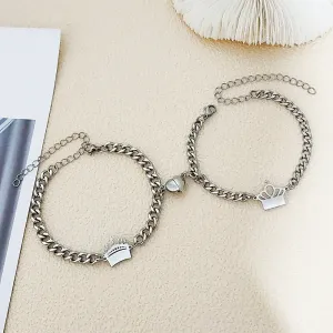 King Queen Connecting Magnetic Bracelets Set