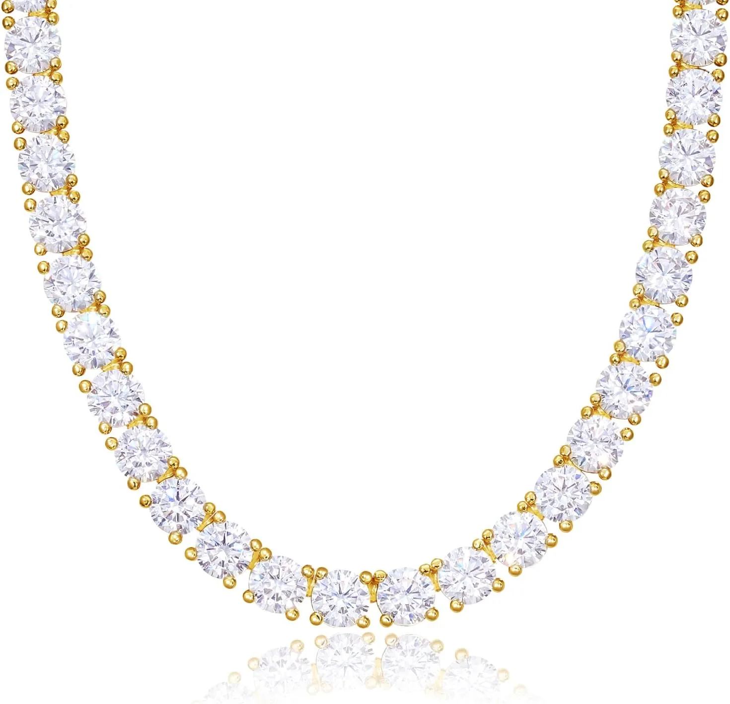 KissYan Tennis Necklaces for Women Men, 14K Gold/Silver Plated Simulated Diamond Chain Round Cubic Zirconia Choker Dainty Jewelry Gift