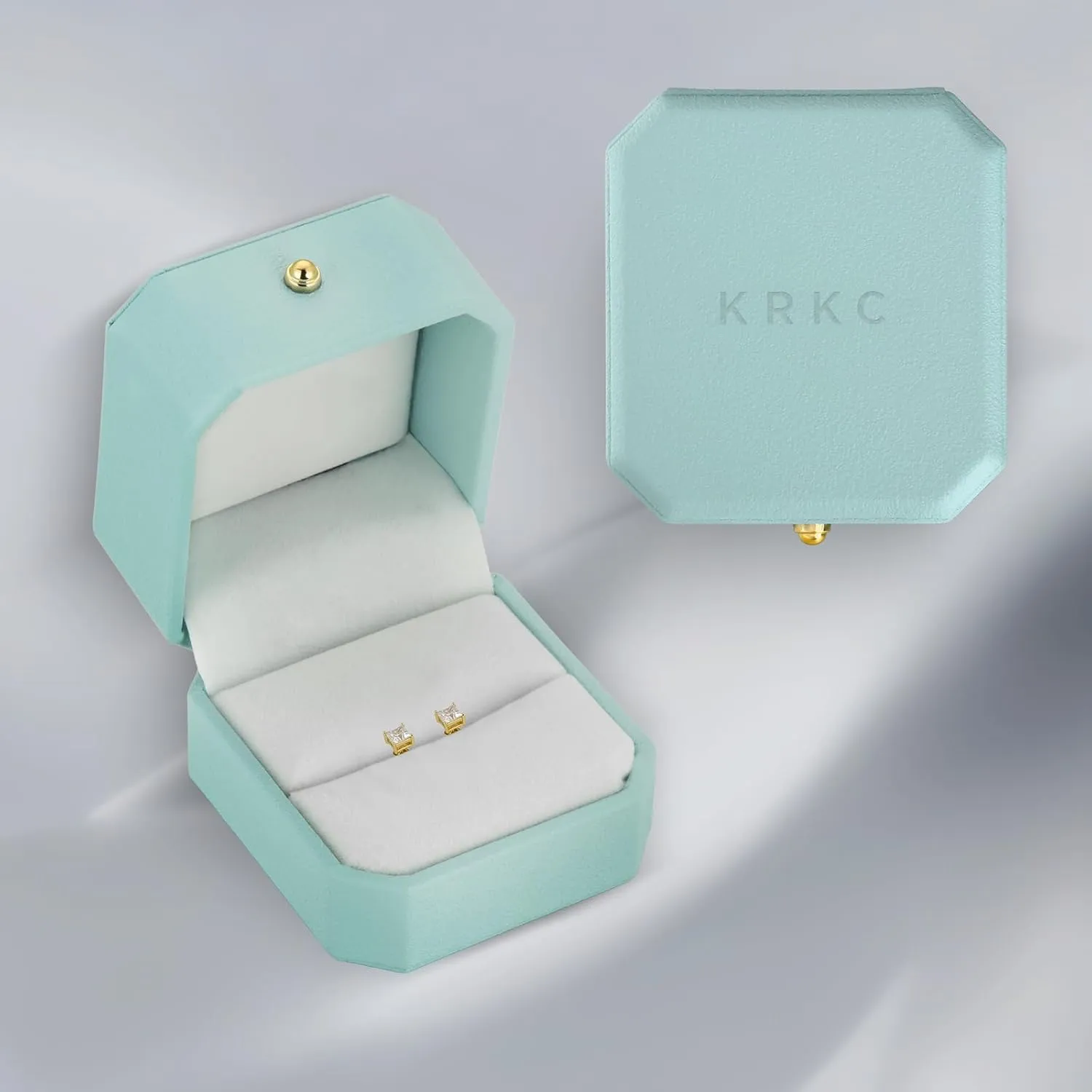 KRKC 0.6-3ct Princess Cut Moissanite Stud Earrings for Women, D Color VVS1 Clarity Lab Created Diamond Solitaire 14K White Gold Hypoallergenic Vermeil S925 Sterling Silver Earrings Women Men