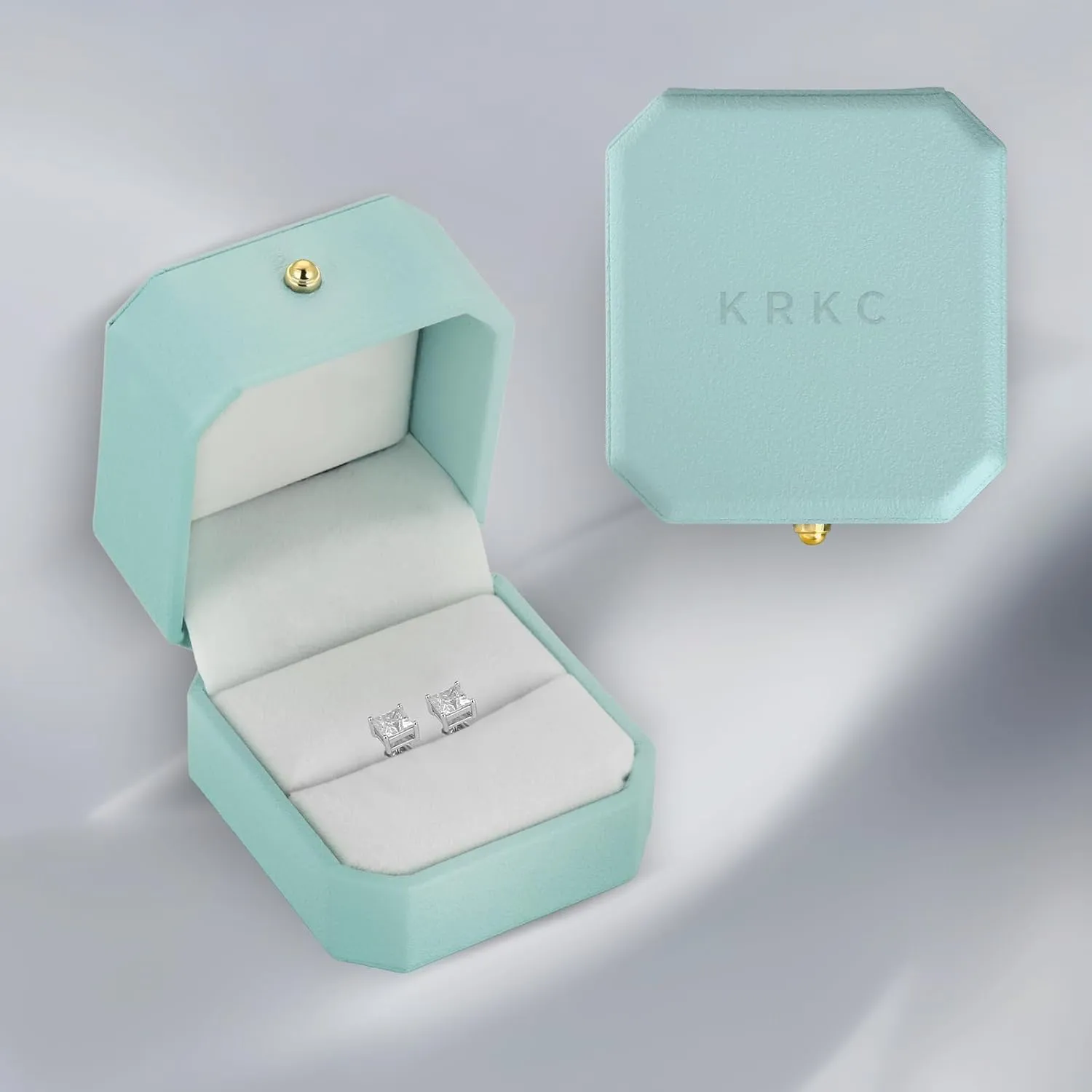 KRKC 0.6-3ct Princess Cut Moissanite Stud Earrings for Women, D Color VVS1 Clarity Lab Created Diamond Solitaire 14K White Gold Hypoallergenic Vermeil S925 Sterling Silver Earrings Women Men