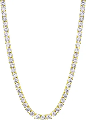 KRKC&CO 3/4/5mm Tennis Chain for Men, Gold/White Gold Necklace, Iced Out Prong-Setting 5A Cubic Zirconia Stones Hip Hop Rappers,   